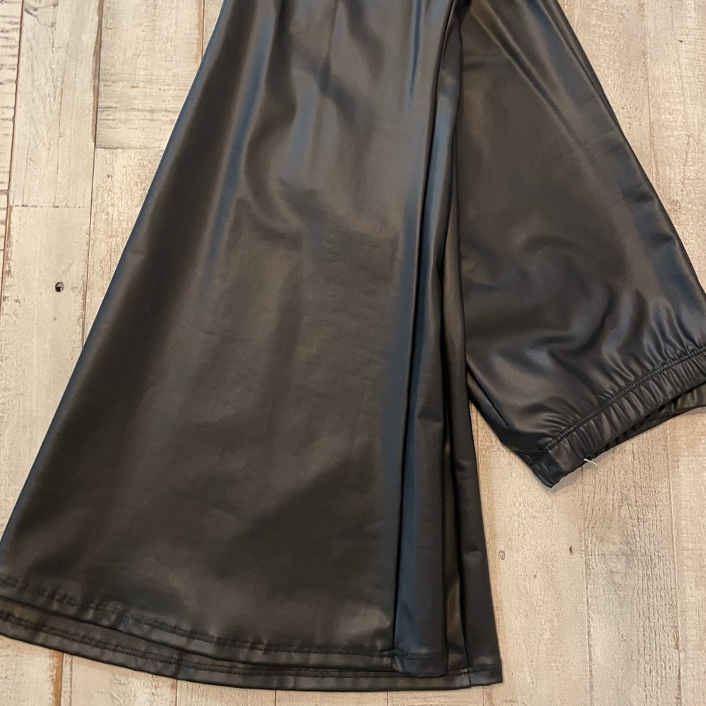 Black Faux Leather Flares